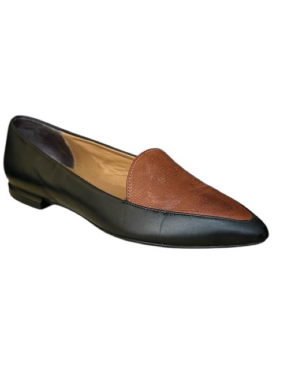 Everlane The Modern Point Loafers in a black and brown two-tone leather Size 7